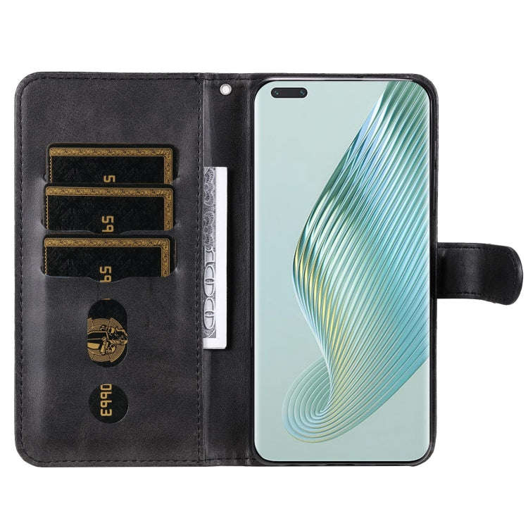 For Honor Magic5 Pro Calf Texture Zipper Leather Phone Case(Black)