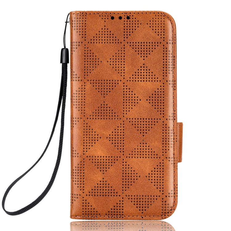 For Huawei P60 Art Symmetrical Triangle Leather Phone Case(Brown)