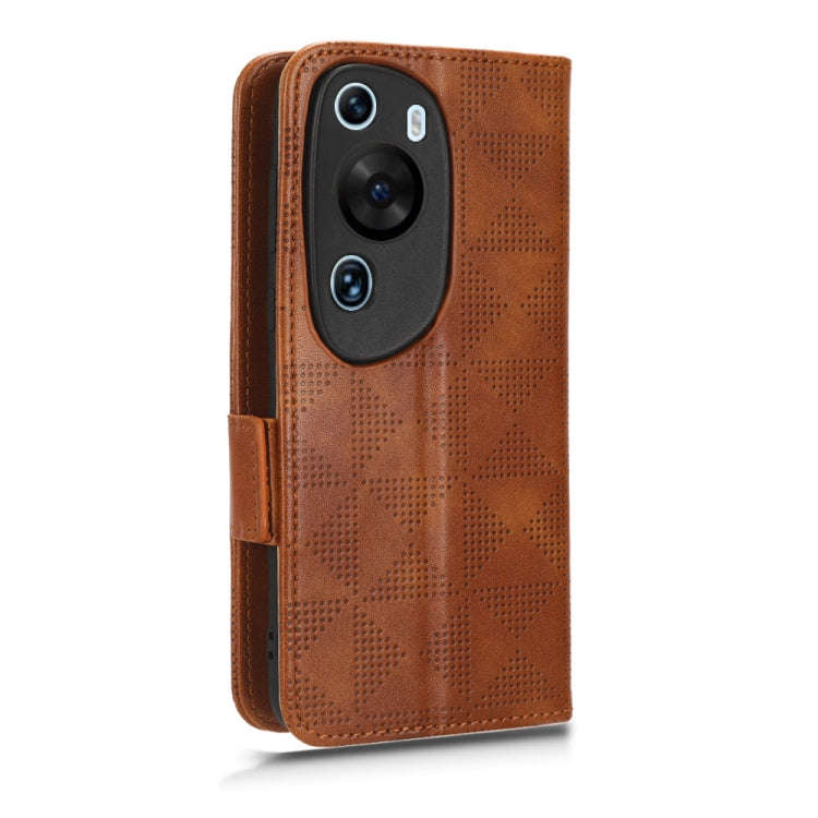For Huawei P60 Art Symmetrical Triangle Leather Phone Case(Brown)