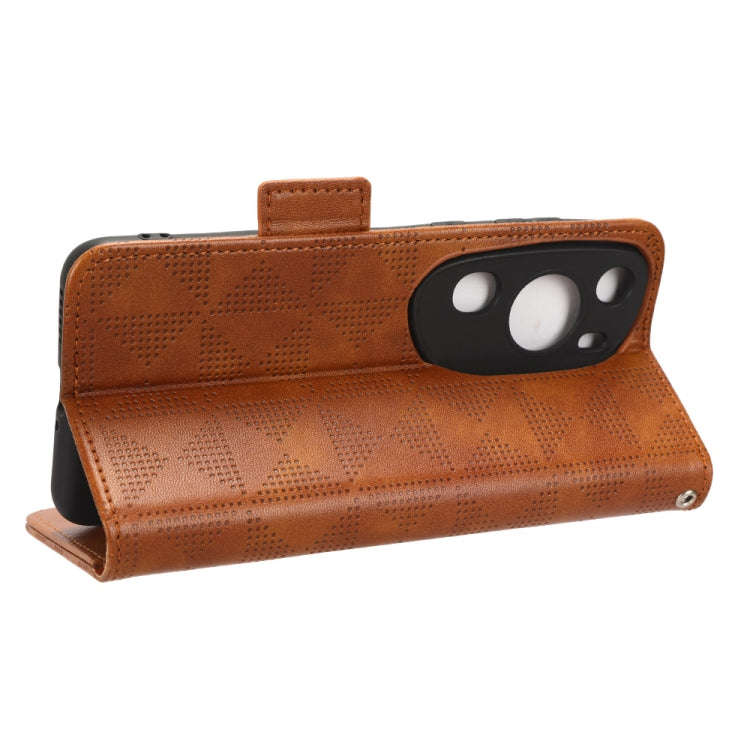 For Huawei P60 Art Symmetrical Triangle Leather Phone Case(Brown)