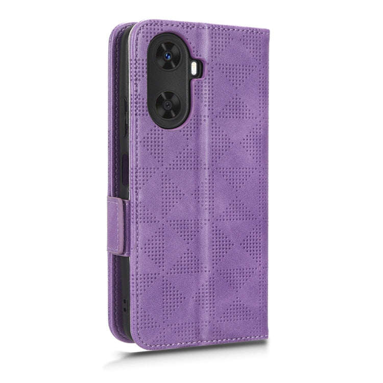 For Huawei Enjoy 60 4G Symmetrical Triangle Leather Phone Case(Purple)