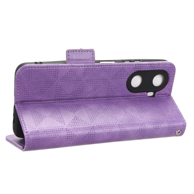 For Huawei Enjoy 60 4G Symmetrical Triangle Leather Phone Case(Purple)