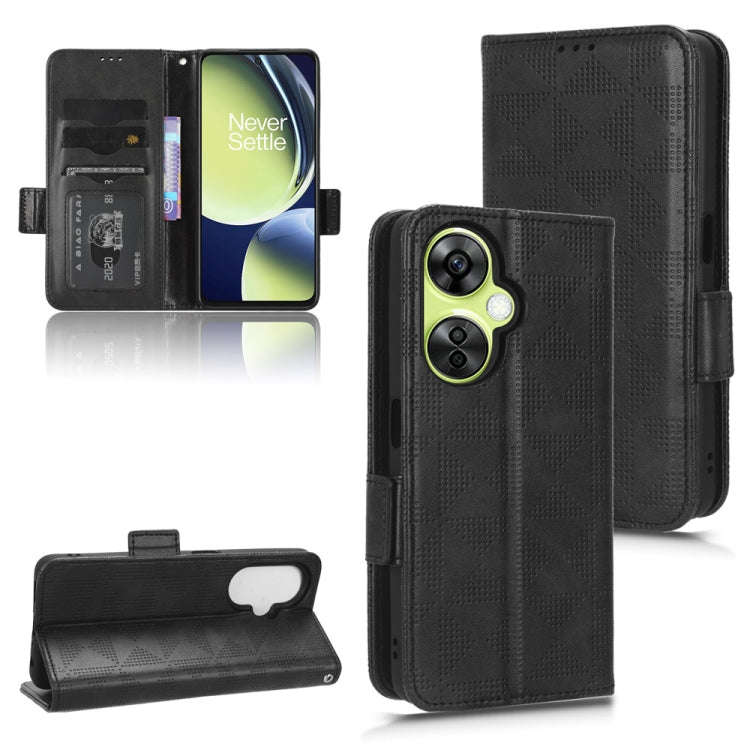For OnePlus Nord CE 3 Symmetrical Triangle Leather Phone Case(Black)