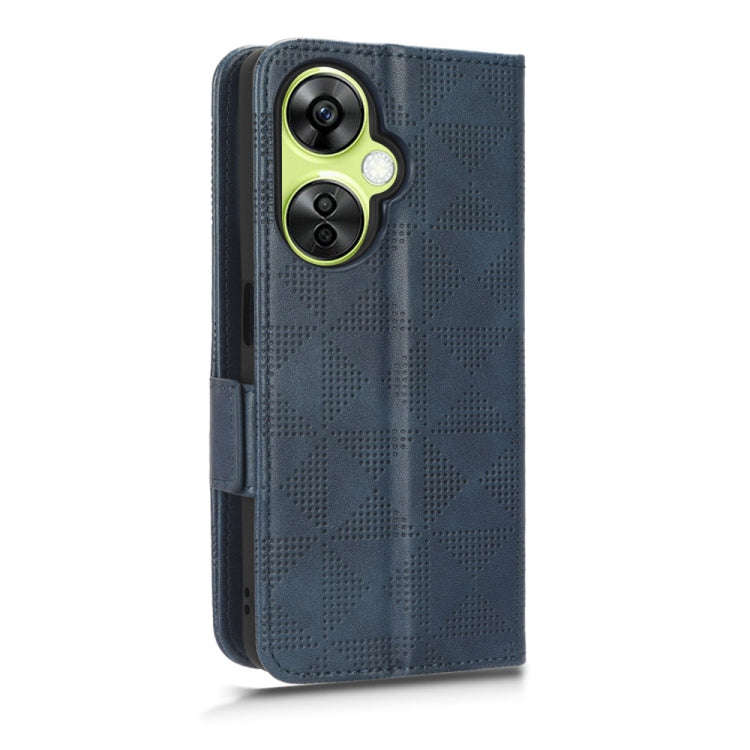 For OnePlus Nord CE 3 Symmetrical Triangle Leather Phone Case(Blue)