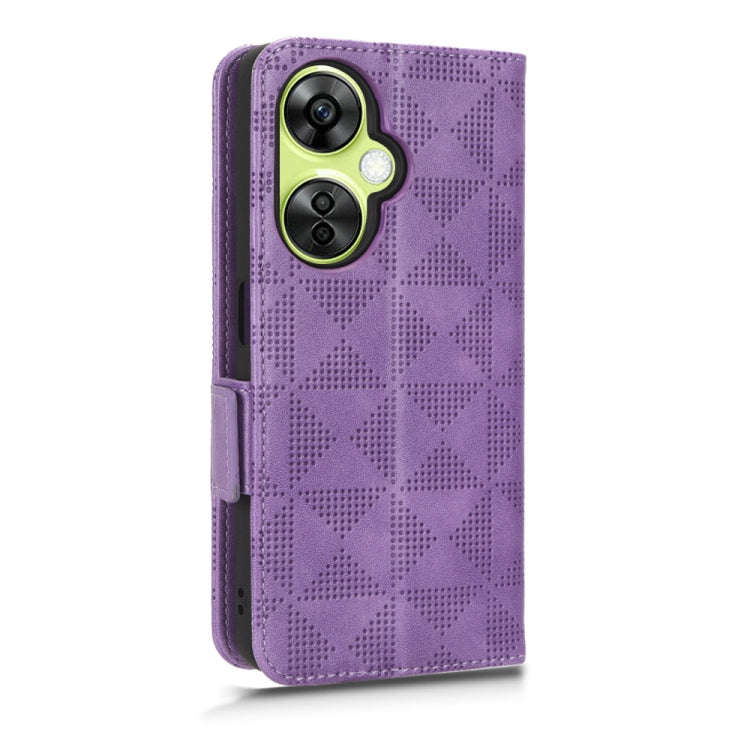 For OnePlus Nord CE 3 Symmetrical Triangle Leather Phone Case(Purple)