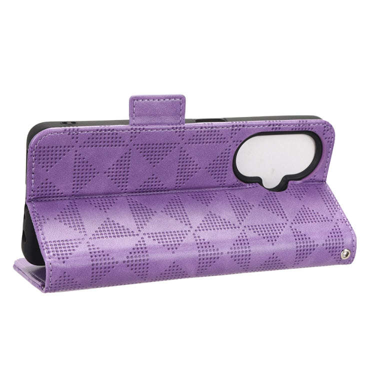 For OnePlus Nord CE 3 Symmetrical Triangle Leather Phone Case(Purple)