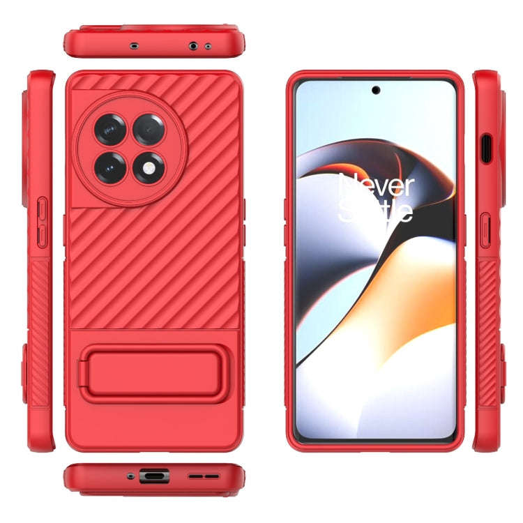 For OnePlus Ace 2 5G Wavy Texture TPU Phone Case with Lens Film(Red)