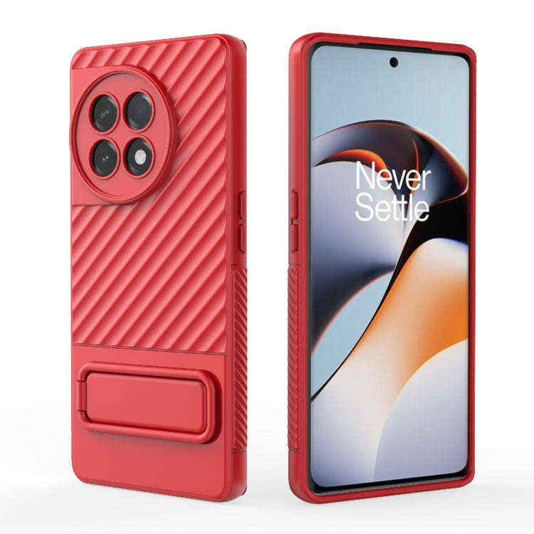 For OnePlus Ace 2 5G Wavy Texture TPU Phone Case with Lens Film(Red)