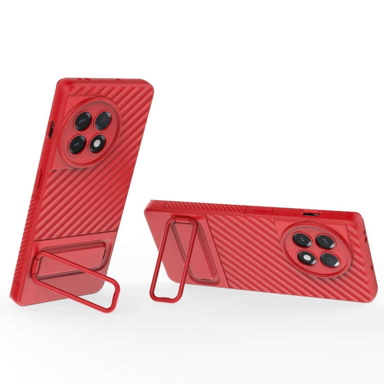 For OnePlus Ace 2 5G Wavy Texture TPU Phone Case with Lens Film(Red)