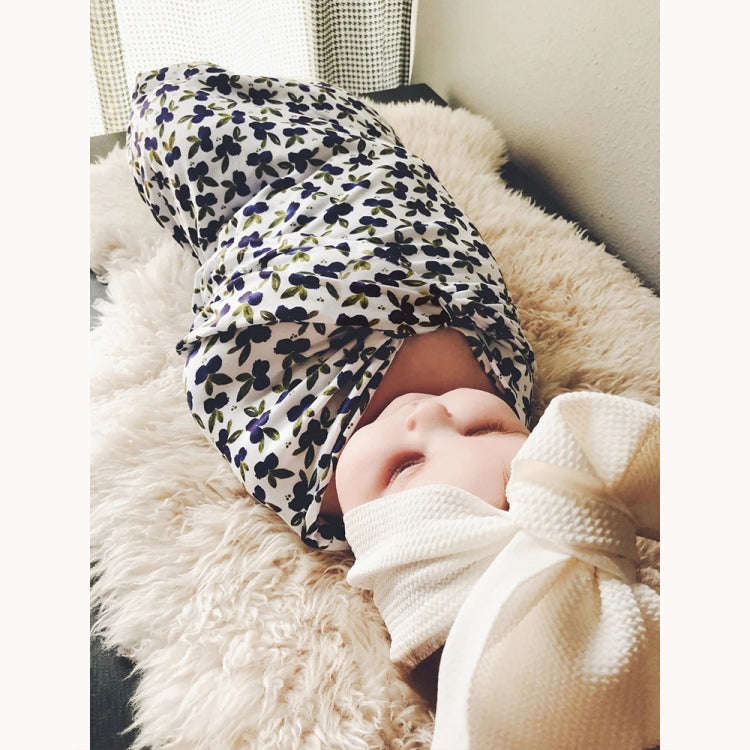 Newborn Baby Three-piece Swaddling Scarf  Cap Headband(Flower-2)