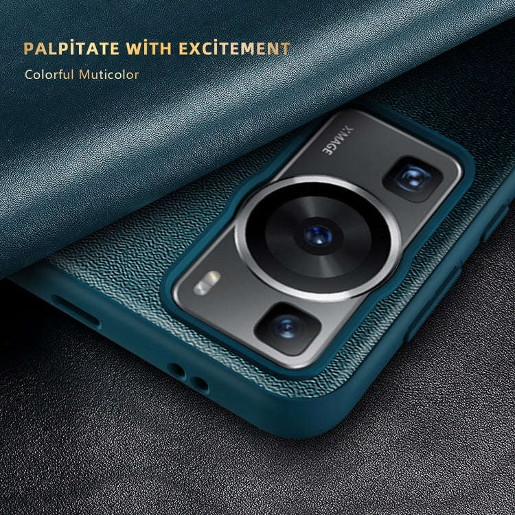 For Huawei P60 Leather + TPU Frame Shockproof Phone Case(Orange)