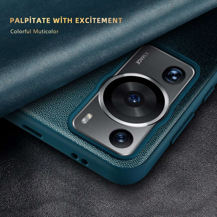 For Huawei P60 Pro Leather + TPU Frame Shockproof Phone Case(Black)