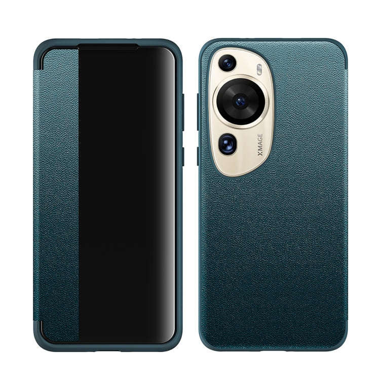 For Huawei P60 Art Leather + TPU Frame Shockproof Phone Case(Green)