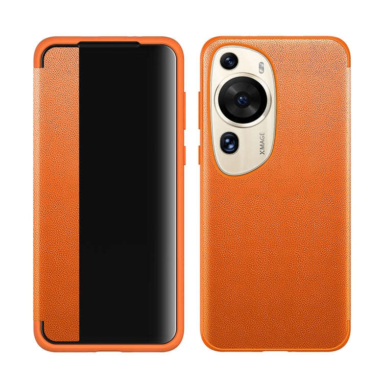 For Huawei P60 Art Leather + TPU Frame Shockproof Phone Case(Orange)