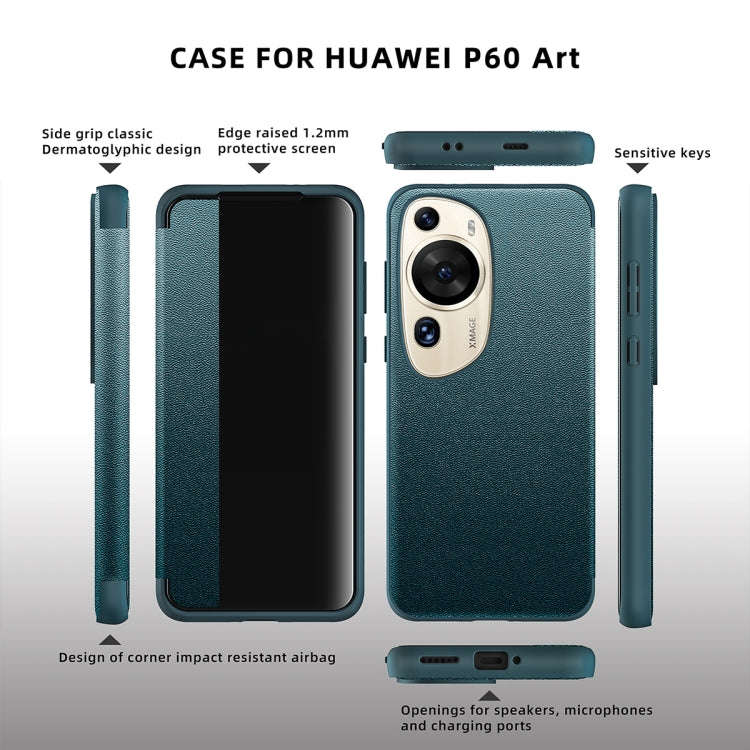 For Huawei P60 Art Leather + TPU Frame Shockproof Phone Case(Black)
