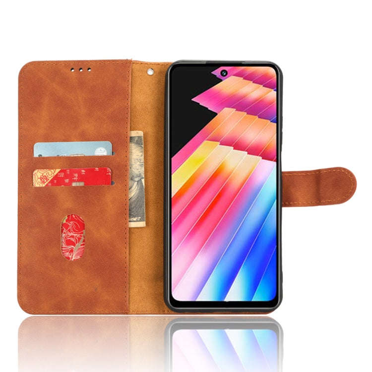 For Infinix Hot 30 Play Skin Feel Magnetic Flip Leather Phone Case(Brown)
