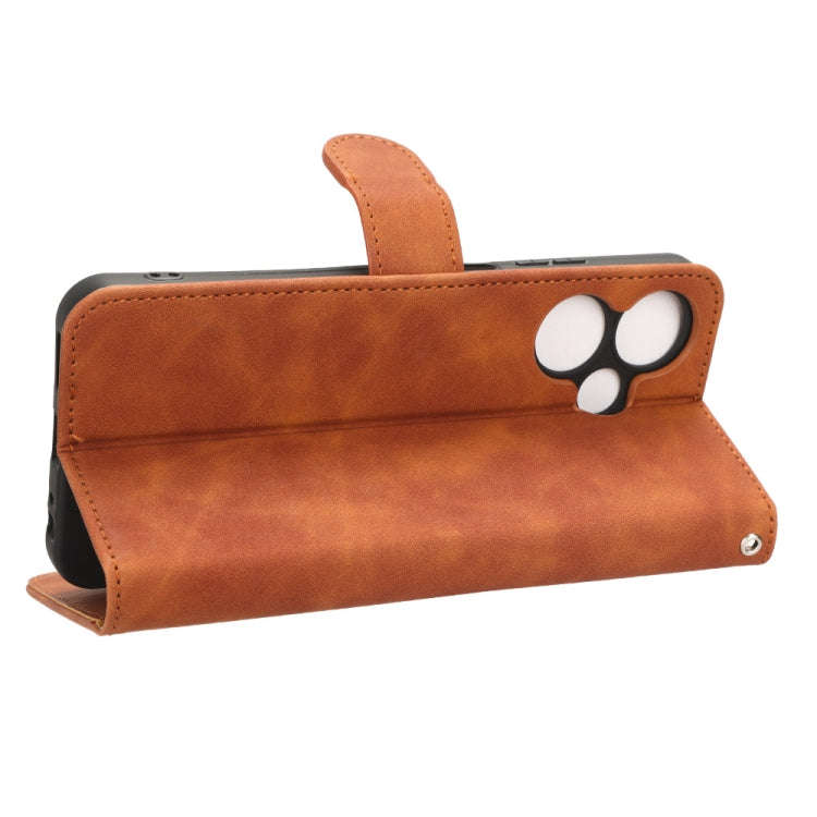 For Infinix Hot 30 Play Skin Feel Magnetic Flip Leather Phone Case(Brown)