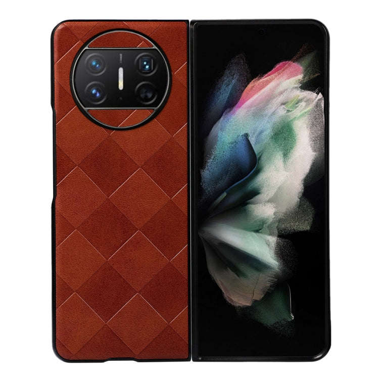 For Huawei Mate X3 Weave Plaid PU Phone Case(Brown)