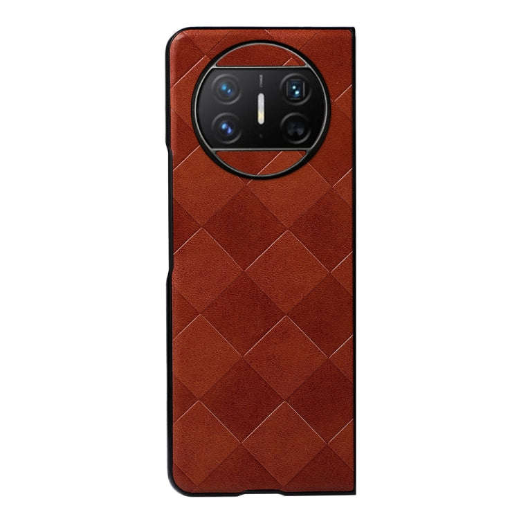 For Huawei Mate X3 Weave Plaid PU Phone Case(Brown)