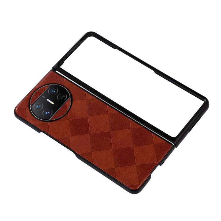 For Huawei Mate X3 Weave Plaid PU Phone Case(Brown)
