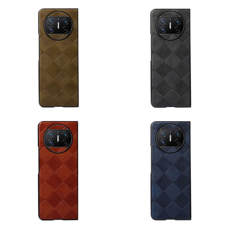 For Huawei Mate X3 Weave Plaid PU Phone Case(Black)