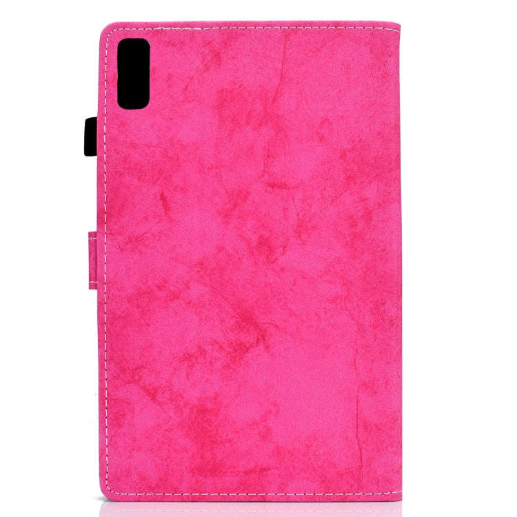 For Lenovo Tab M9 Marble Style Cloth Texture PU Tablet Protective Case(Rose Red)
