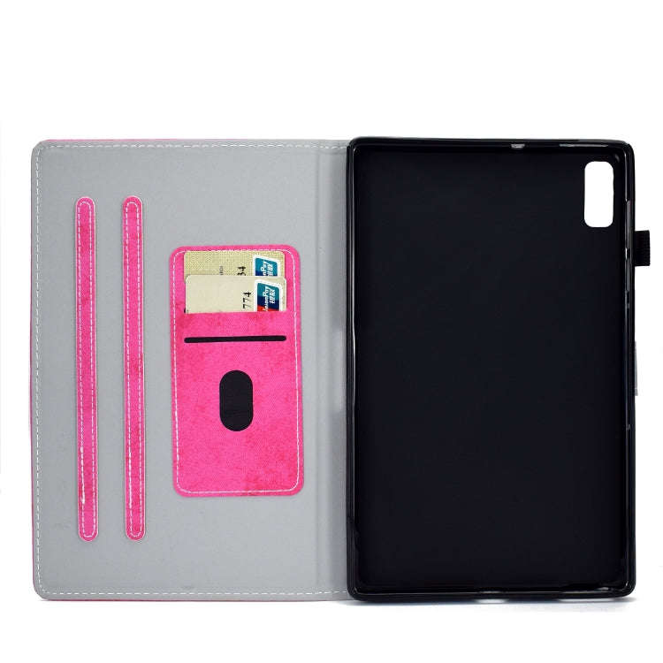 For Lenovo Tab M9 Marble Style Cloth Texture PU Tablet Protective Case(Rose Red)