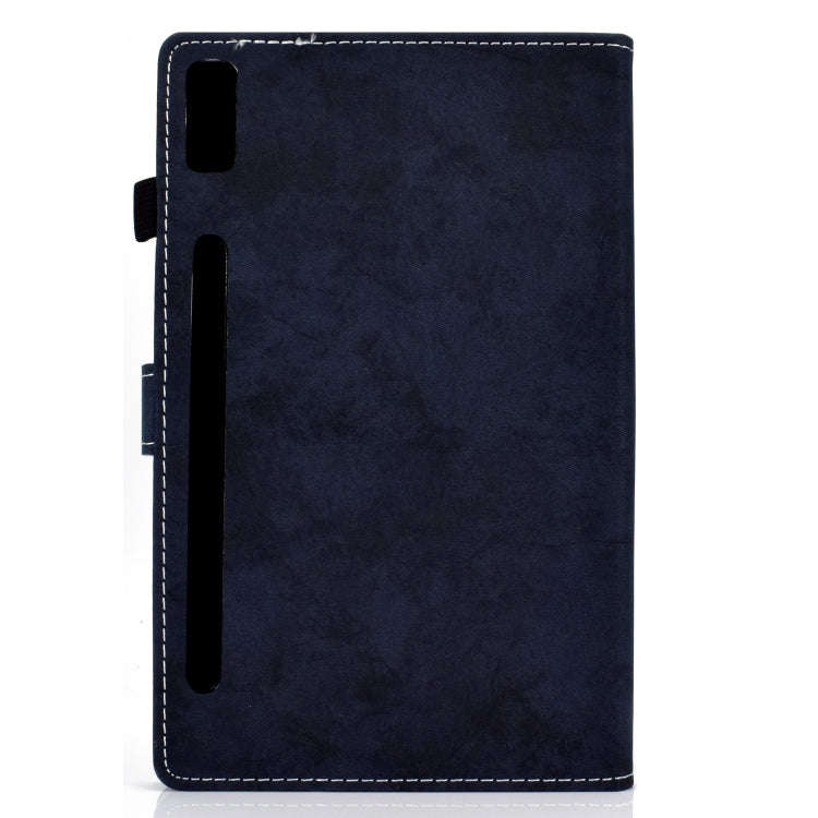For Lenovo Tab P11 Pro Gen 2 Marble Style Cloth Texture PU Tablet Protective Case(Dark Blue)