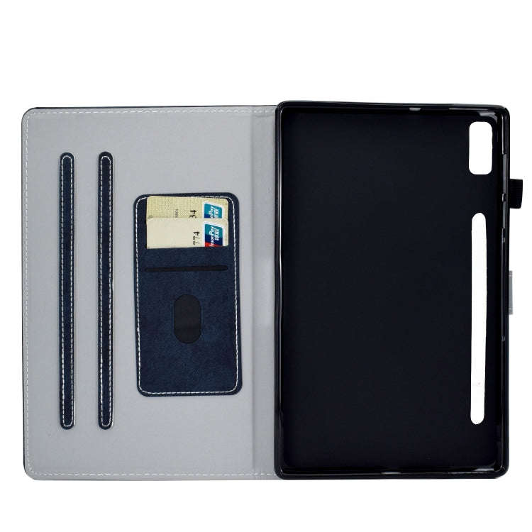 For Lenovo Tab P11 Pro Gen 2 Marble Style Cloth Texture PU Tablet Protective Case(Dark Blue)