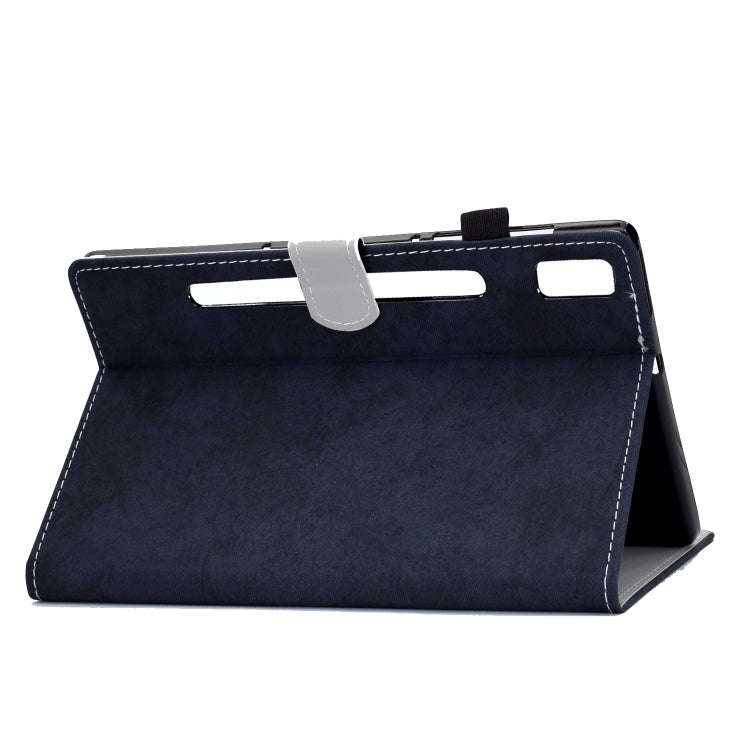 For Lenovo Tab P11 Pro Gen 2 Marble Style Cloth Texture PU Tablet Protective Case(Dark Blue)
