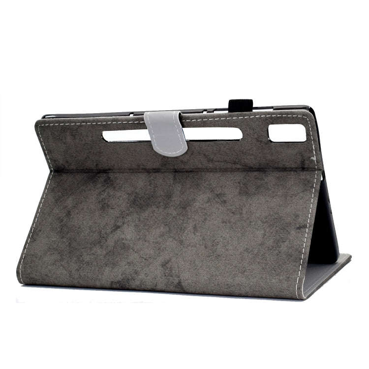For Lenovo Tab P11 Pro Gen 2 Marble Style Cloth Texture PU Tablet Protective Case(Grey)