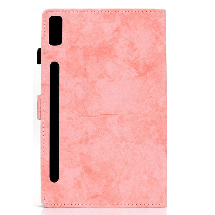 For Lenovo Tab P11 Pro Gen 2 Marble Style Cloth Texture PU Tablet Protective Case(Pink)