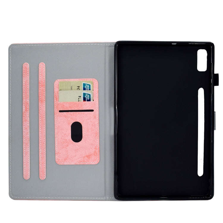 For Lenovo Tab P11 Pro Gen 2 Marble Style Cloth Texture PU Tablet Protective Case(Pink)
