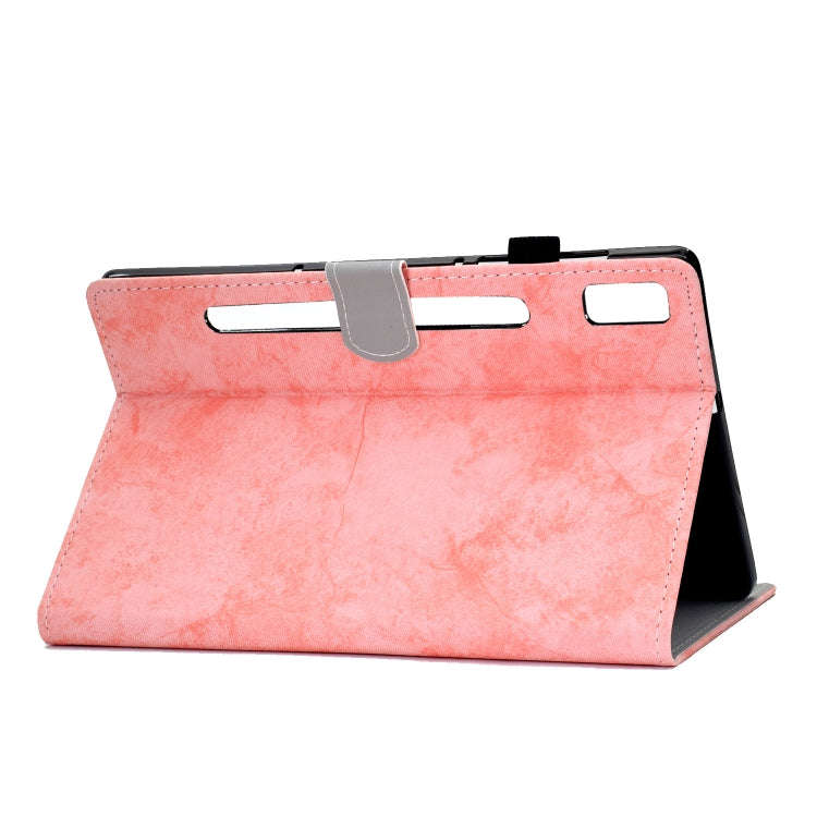 For Lenovo Tab P11 Pro Gen 2 Marble Style Cloth Texture PU Tablet Protective Case(Pink)