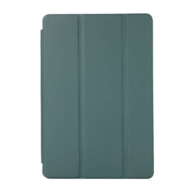 For Lenovo Tab M10 Plus 10.6 3rd Gen 2022 Solid Color 3-folding Leather Tablet Case(Dark Green)