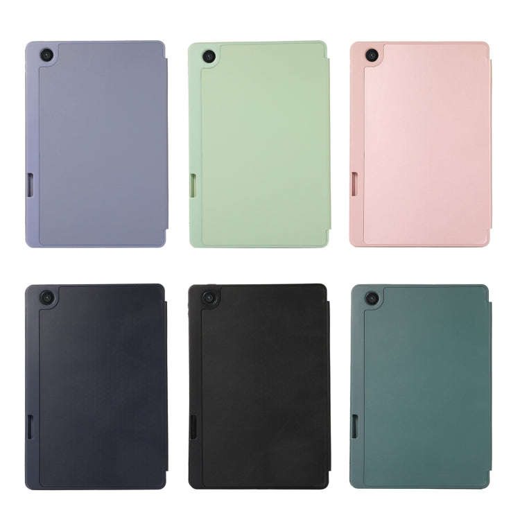 For Lenovo Tab M10 Plus 10.6 3rd Gen 2022 Solid Color 3-folding Leather Tablet Case(Dark Blue)