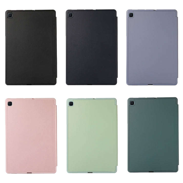 For Samsung Galaxy Tab S6 Lite/Tab S6 Lite 2022 Solid Color 3-folding Leather Tablet Case(Dark Gr...
