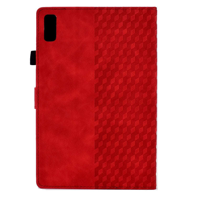 For Lenovo Tab M9 Rhombus Embossed Leather Tablet Case(Red)