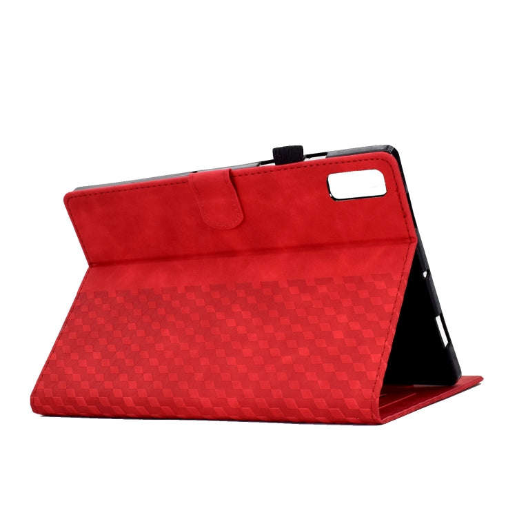 For Lenovo Tab M9 Rhombus Embossed Leather Tablet Case(Red)