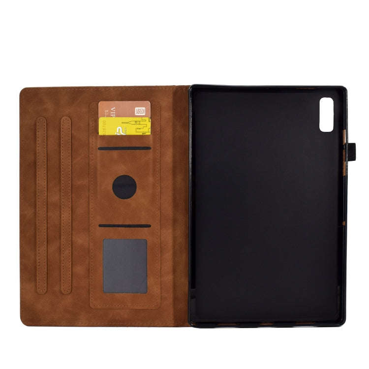 For Lenovo Tab P11 Gen 2 Rhombus Embossed Leather Tablet Case(Brown)