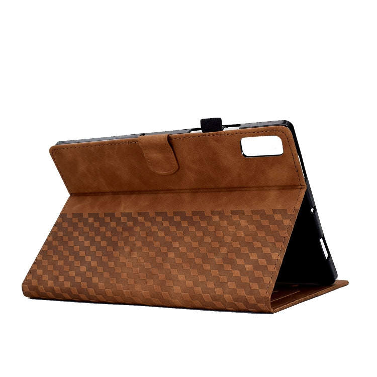 For Lenovo Tab P11 Gen 2 Rhombus Embossed Leather Tablet Case(Brown)