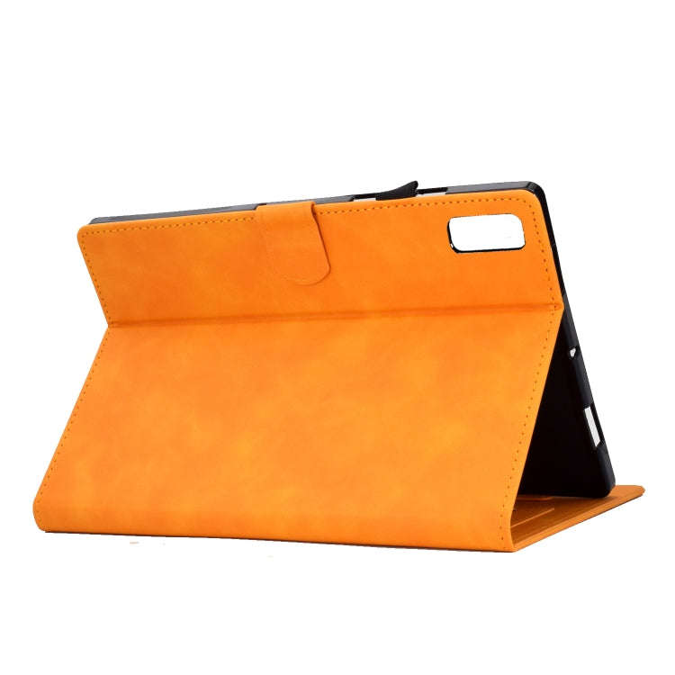 For Lenovo Tab M9 Peony Butterfly Embossed Leather Tablet Case(Khaki)