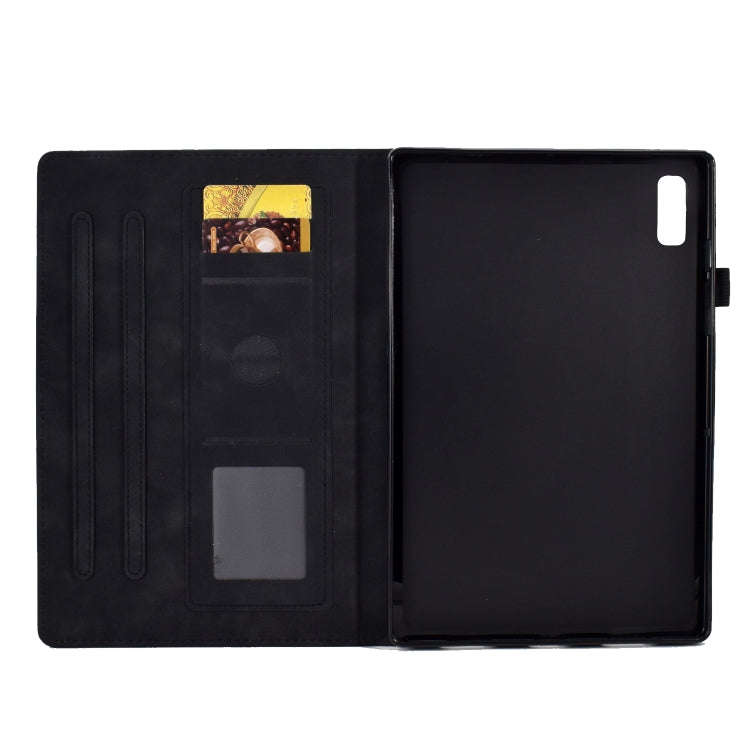 For Lenovo Tab M9 Peony Butterfly Embossed Leather Tablet Case(Black)