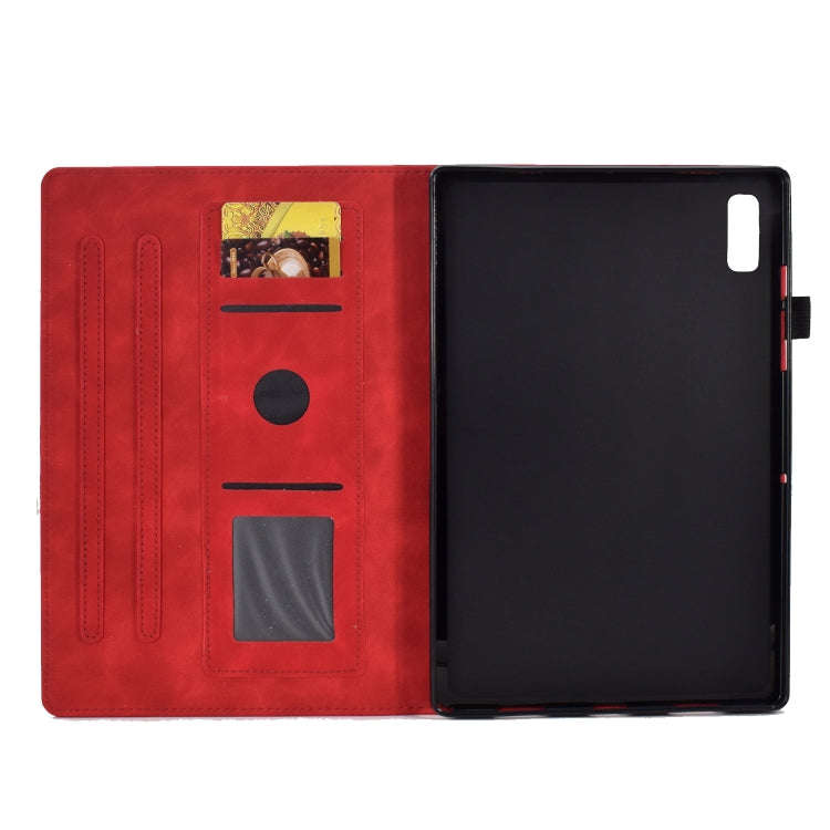 For Lenovo Tab M9 Peony Butterfly Embossed Leather Tablet Case(Red)