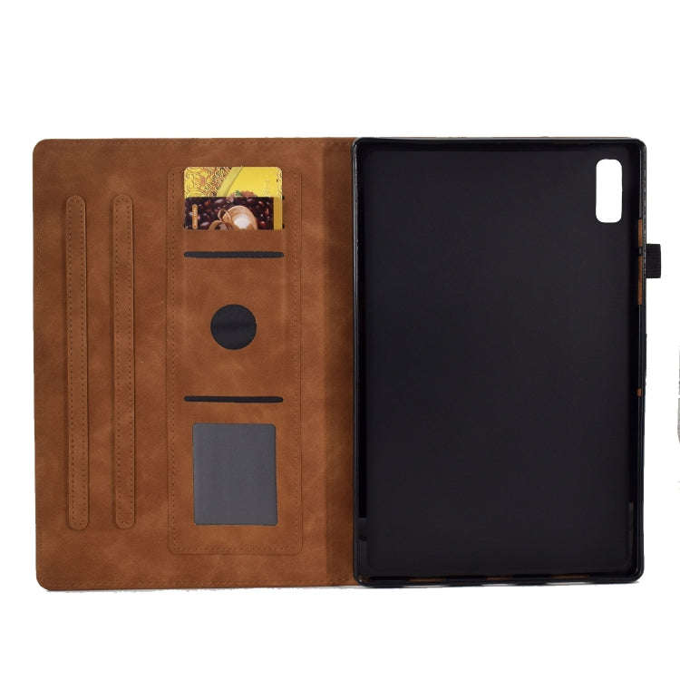 For Lenovo Tab M9 Peony Butterfly Embossed Leather Tablet Case(Brown)