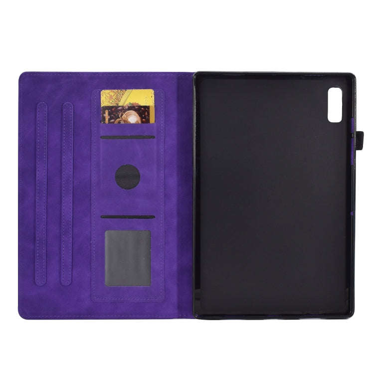 For Lenovo Tab P11 Gen 2 Peony Butterfly Embossed Leather Tablet Case(Purple)
