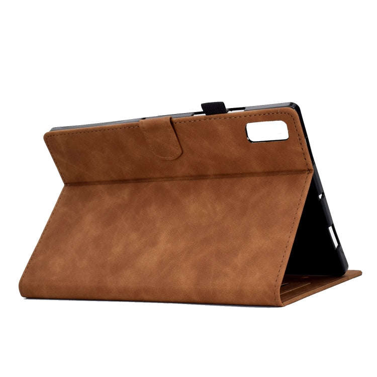 For Lenovo Tab P11 Gen 2 Peony Butterfly Embossed Leather Tablet Case(Brown)