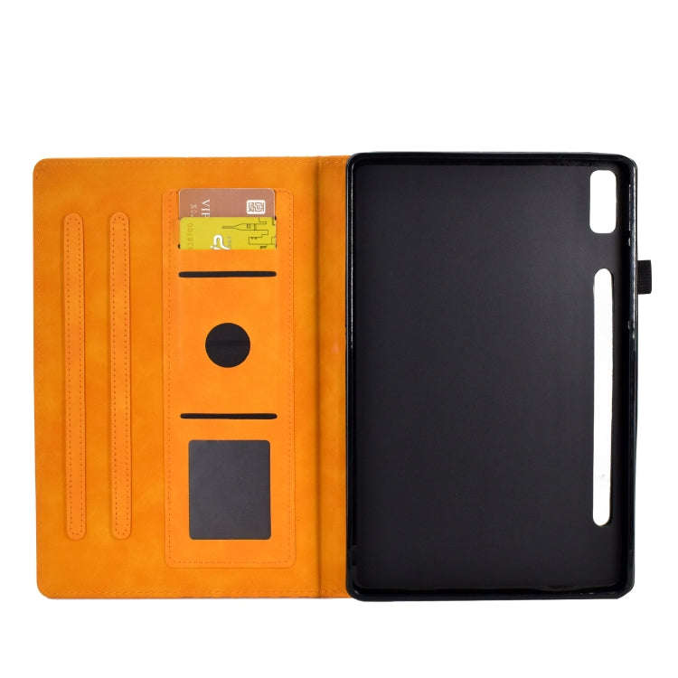 For Lenovo Tab P11 Pro Gen 2 Peony Butterfly Embossed Leather Tablet Case(Khaki)