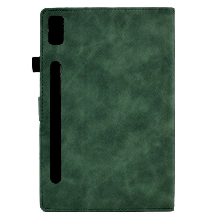 For Lenovo Tab P11 Pro Gen 2 Peony Butterfly Embossed Leather Tablet Case(Green)