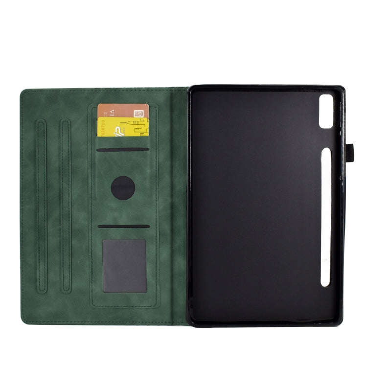 For Lenovo Tab P11 Pro Gen 2 Peony Butterfly Embossed Leather Tablet Case(Green)